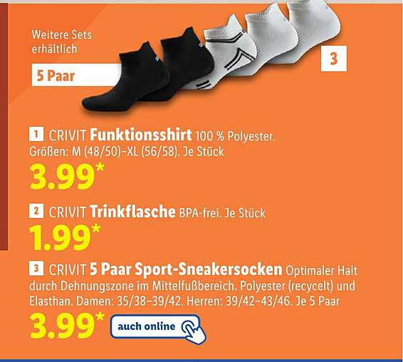 CRIVIT 5 Paar Sport-Sneakersocken