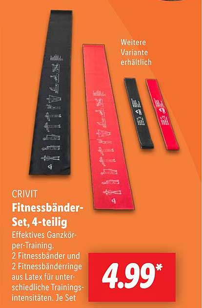 CRIVIT Fitnessbander-Set, 4-teilig