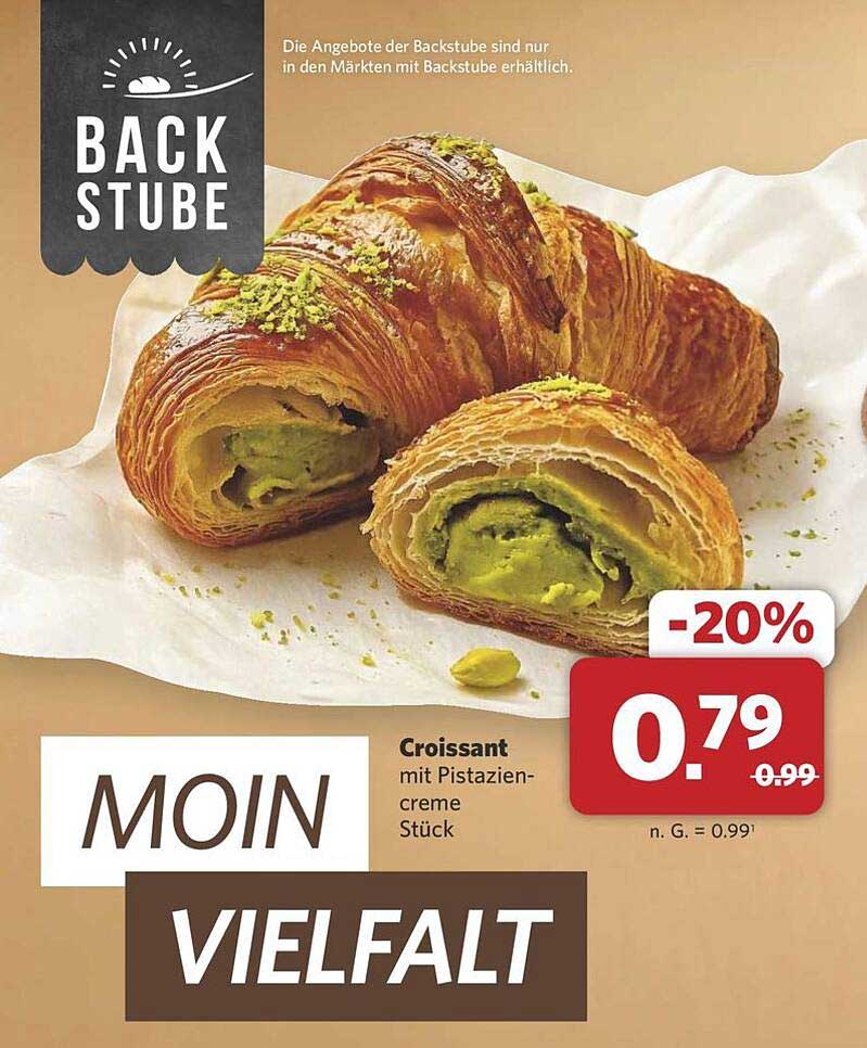 Croissant mit Pistaziencreme Stück
