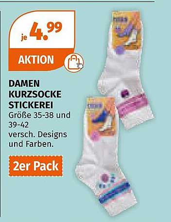Damen Kurzsocke Stickerei 2er Pack