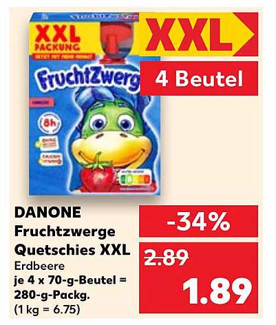 DANONE Fruchtzwerge Quetschies XXL Erdbeere