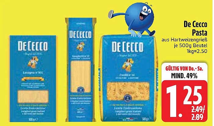 De Cecco Pasta aus Hartweizengrieß, 500g Beutel