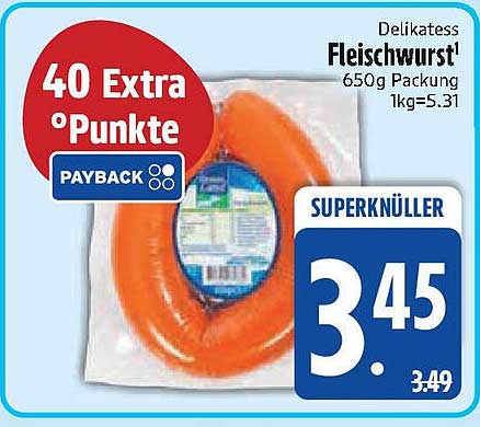 Delikatess Fleischwurst 650g Packung