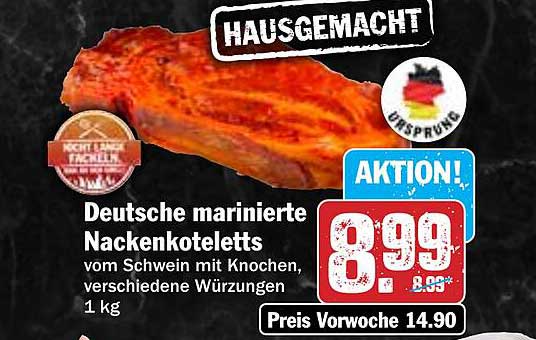 Deutsche marinierte Nackensteaks vom Schwein, 1 kg