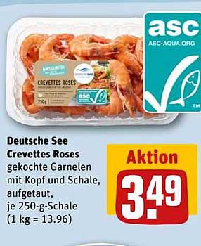 Deutsche See Crevettes Roses gekochte Garnelen mit Kopf und Schale, aufgetaut, je 250-g-Schale