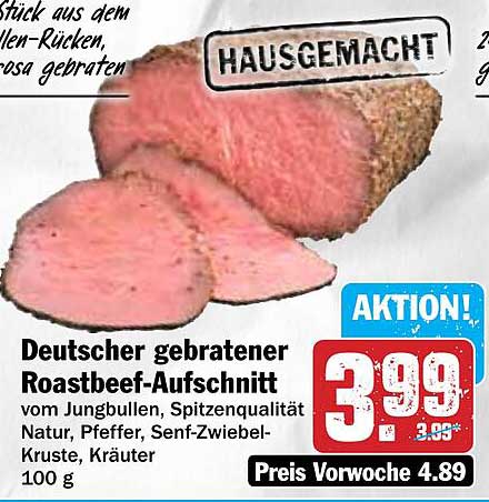 Deutscher gebratener Roastbeef-Aufschnitt vom Jungbullen, Spitzenqualität