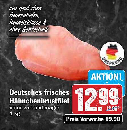 Deutsches frisches Hähnchenbrustfilet, natur, zart und mager 1 kg
