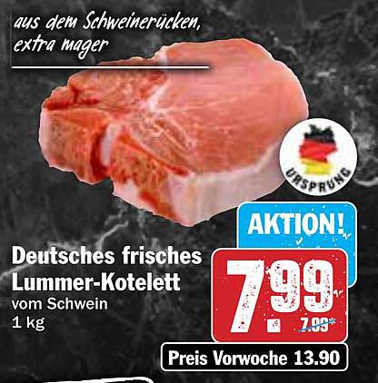 Deutsches frisches Lummer-Kotelett vom Schwein – Aktion!