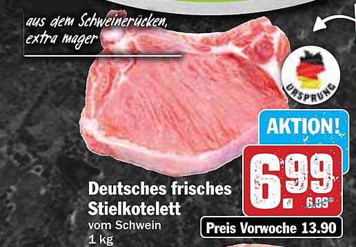 Deutsches frisches Stielkotelett vom Schwein 1 kg