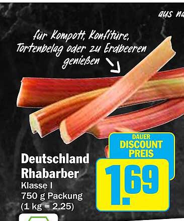 Deutschland Rhabarber Klasse I 750 g Packung