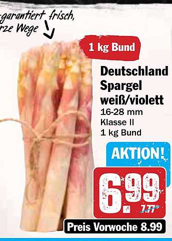 Deutschland Spargel weiß/violett - 1 kg Bund