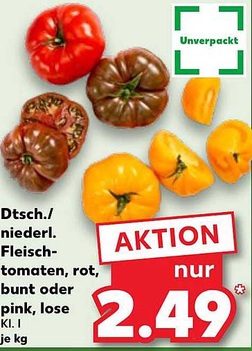 Deutsch/niederl. Fleischtomaten, rot, bunt oder pink, lose, Kl. I je kg