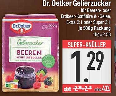 Dr. Oetker Gelierzucker für Beeren- oder Erdbeer-Konfitüre & -Gelee, 500g