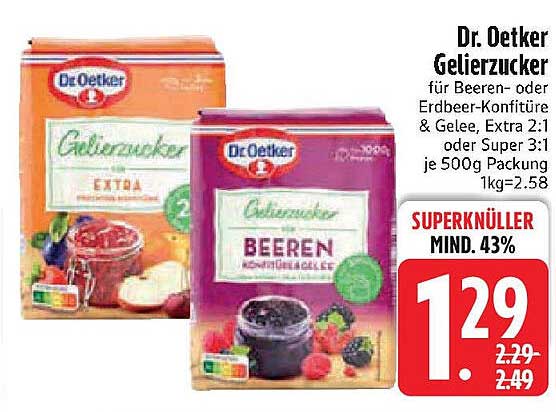 Dr. Oetker Gelierzucker für Beeren- oder Erdbeer-Konfitüre & Gelee
