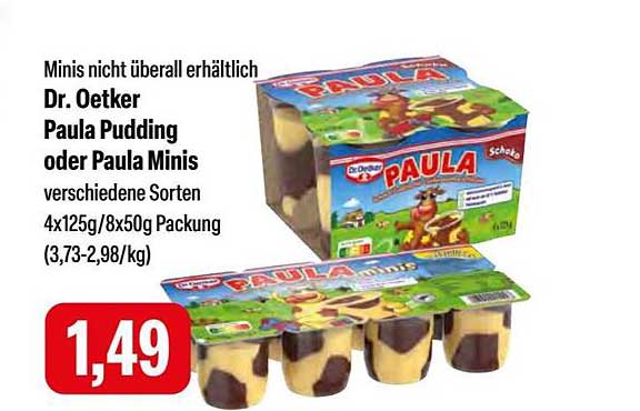 Dr. Oetker Paula Pudding oder Paula Minis - verschiedene Sorten