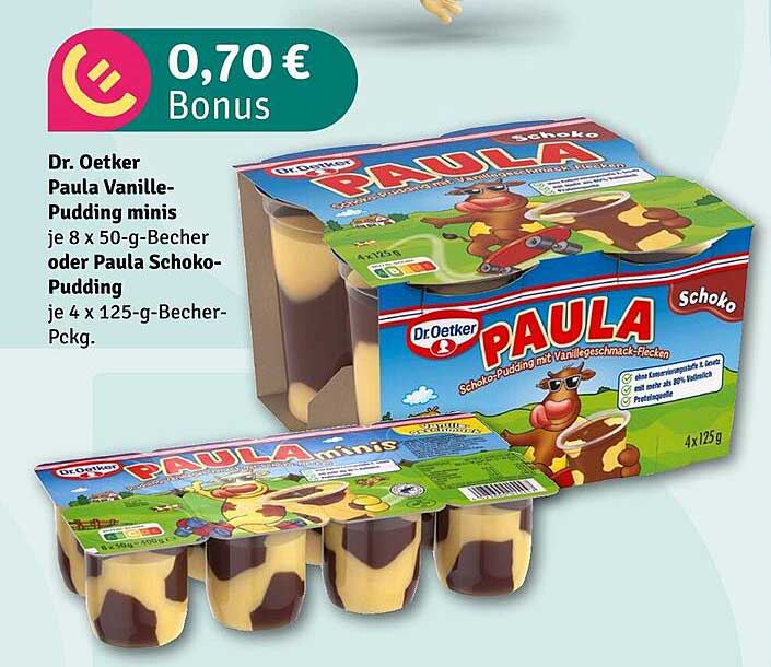 Dr. Oetker Paula Vanille-Pudding minis oder Paula Schoko-Pudding