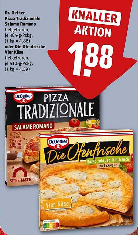 Dr. Oetker Pizza Tradizionale Salame Romano oder Die Ofenfrische Vier Käse