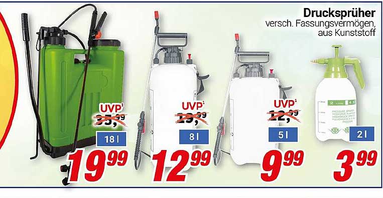 Drucksprüher, verschiedene Fassungsvermögen aus Kunststoff