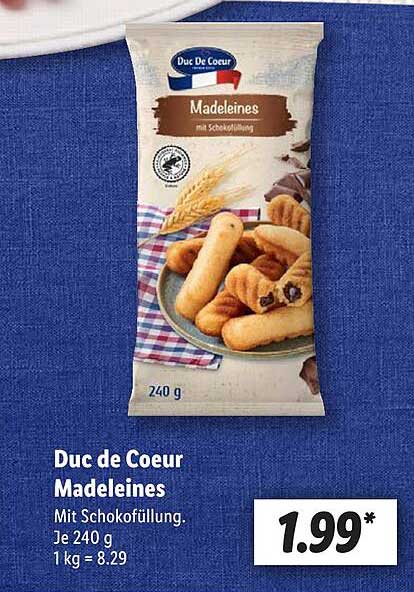 Duc de Coeur Madeleines mit Schokoladfüllung