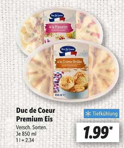 Duc de Coeur Premium Eis - Verschiedene Sorten