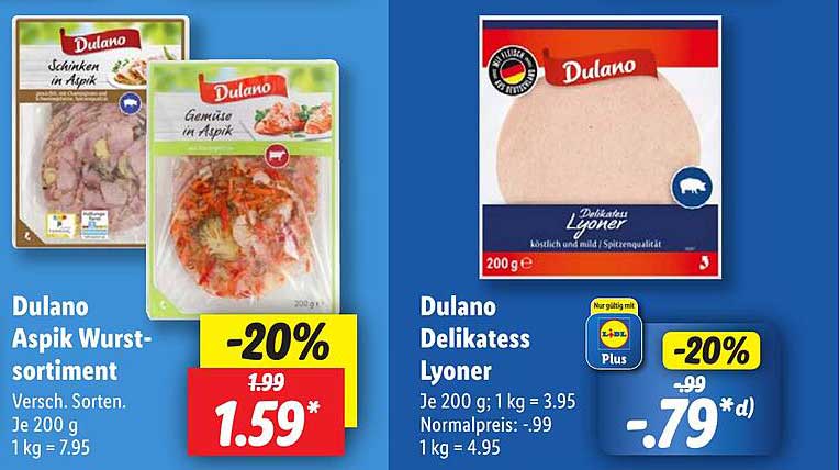 Dulano Aspik Wurstsortiment und Dulano Delikatess Lyoner - Jetzt zuschlagen!