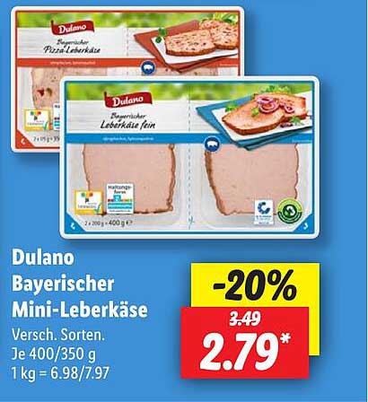 Dulano Bayerischer Mini-Leberkäse - Verschiedene Sorten