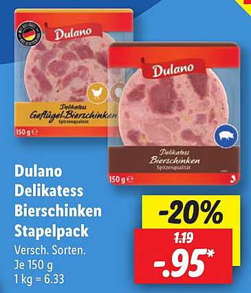 Dulano Delikatess Bierschinken Stapelpack