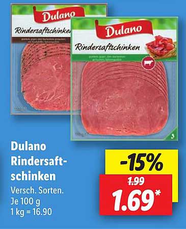 Dulano Rindersaftschinken - Verschiedene Sorten