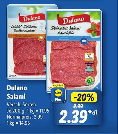 Dulano Salami - 20% Rabatt auf verschiedene Sorten