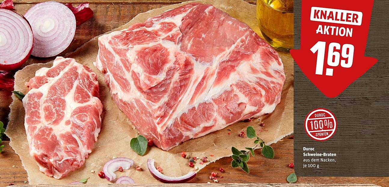 Duroc Schweine-Braten aus dem Nacken, je 100 g