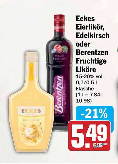 Eckes Eierlikör, Edelkirsch oder Berentzen Fruchtige Liköre