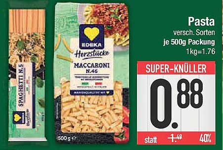 EDEKA Pasta - verschiedene Sorten, je 500g Packung