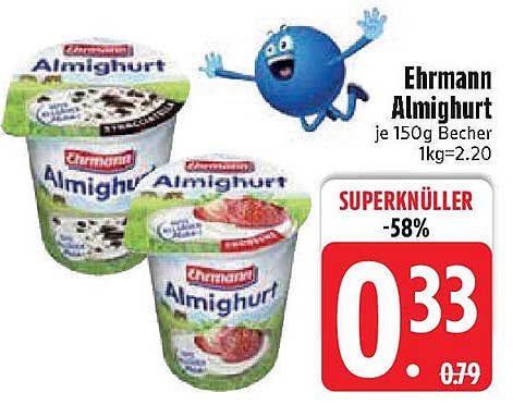 Ehrmann Almighurt 150g Becher für nur 0,33€ - ein Preis-Leistungs-Knüller!