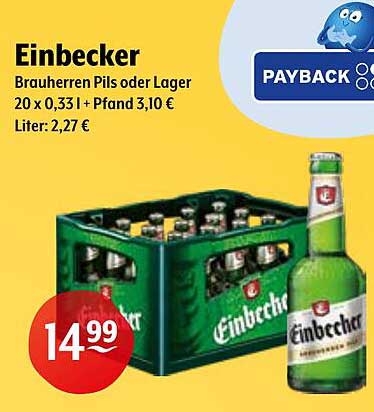Einbecker Brauherren Pils oder Lager 20 x 0,33 l + Pfand 3,10 €