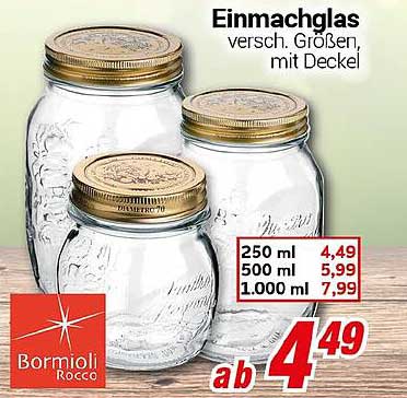 Einmachglas, versch. Größen, mit Deckel
