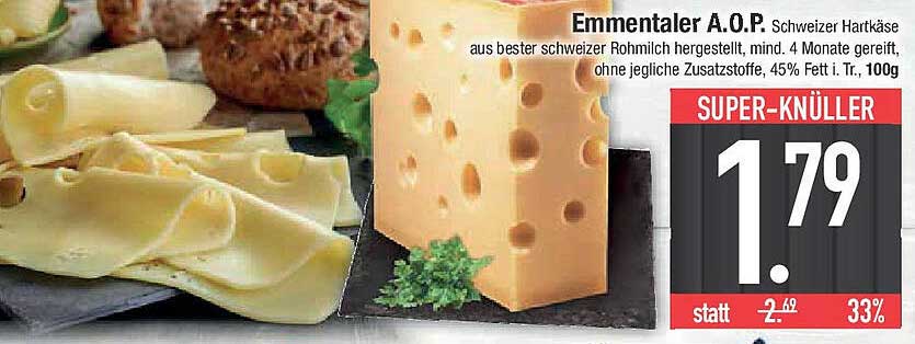Emmentaler A.O.P. Schweizer Hartkäse 100g