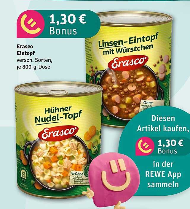 Erasco Eintopf - Hühnerrnudel-Topf und Linsen-Eintopf mit Würstchen, je 800-g-Dose