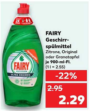 FAIRY Geschirrspülmittel Zitrone, Original oder Granatapfel je 900-ml-Fl.