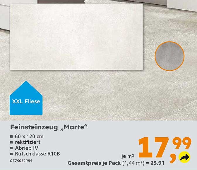 Feinsteinzeug "Marte" – XXL Fliese 60 x 120 cm