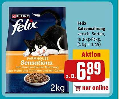 Felix Katzennahrung verschiedene Sorten, 2-kg-Packung