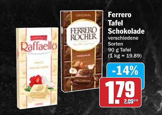 Ferrero Tafel Schokolade verschiedene Sorten 90 g Tafel