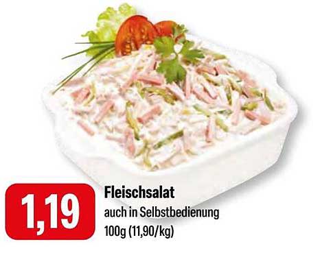 Fleischsalat auch in Selbstbedienung - 100g für 1,19 €