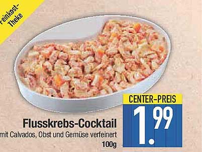 Flusskrebscocktail mit Calvados, Obst und Gemüse verfeinert