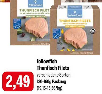 followfish Thunfisch Filets - verschiedene Sorten 130-160g