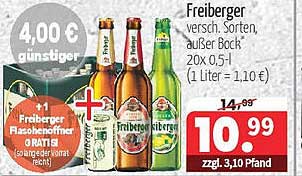 Freiburger Bierkasten 20 x 0,5 l, verschiedene Sorten, außer Bock