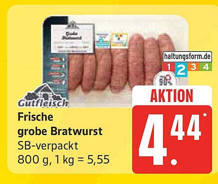 Frische grobe Bratwurst 800 g - Aktion im Marktkauf