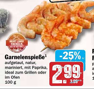 Garnelenspieße – Aufgetaut, Natur, Marinert, Mit Paprika