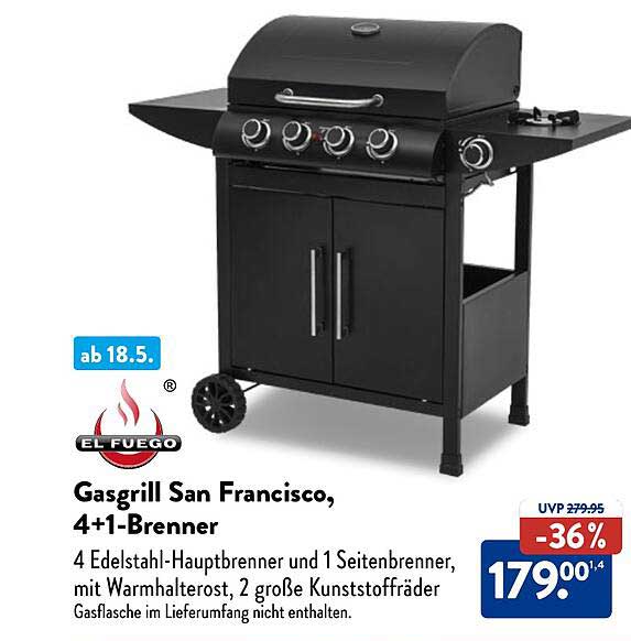 Gasgrill San Francisco, 4+1-Brenner
