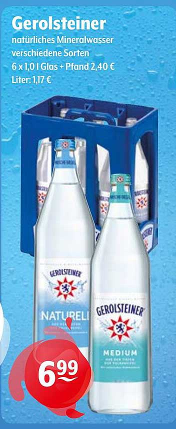 Gerolsteiner natürliches Mineralwasser 6 x 1,0 l Glas + Pfand