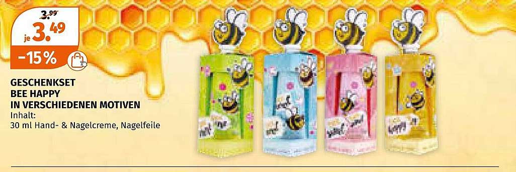 Geschenkset Bee Happy in verschiedenen Motiven